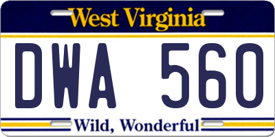 WV license plate DWA560