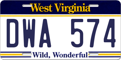 WV license plate DWA574