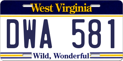 WV license plate DWA581