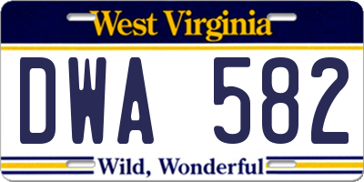 WV license plate DWA582