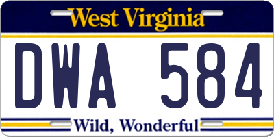 WV license plate DWA584