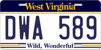 WV license plate DWA589