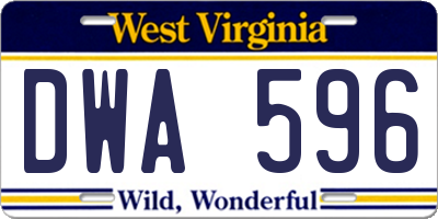 WV license plate DWA596