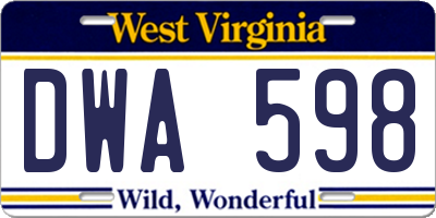 WV license plate DWA598