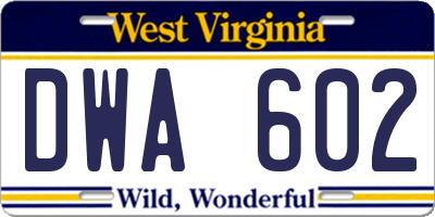 WV license plate DWA602