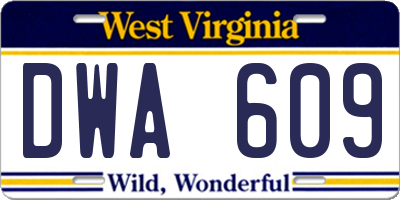 WV license plate DWA609