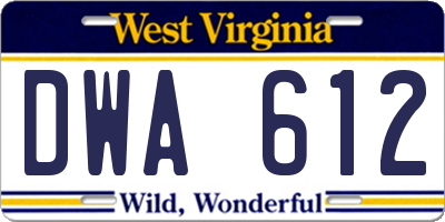 WV license plate DWA612