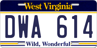 WV license plate DWA614
