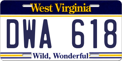 WV license plate DWA618