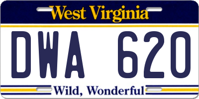 WV license plate DWA620
