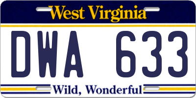 WV license plate DWA633