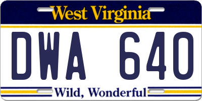 WV license plate DWA640