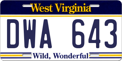 WV license plate DWA643