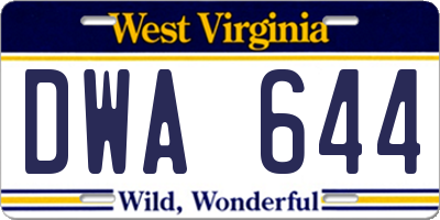 WV license plate DWA644