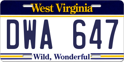 WV license plate DWA647