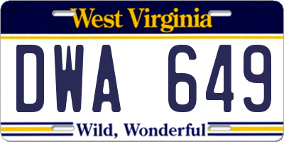 WV license plate DWA649
