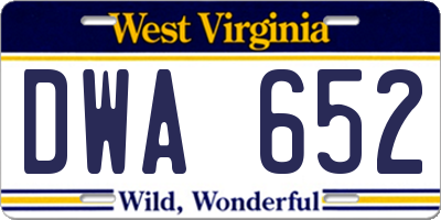 WV license plate DWA652