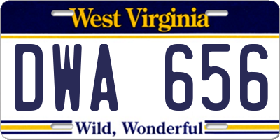 WV license plate DWA656