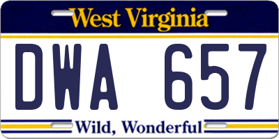 WV license plate DWA657