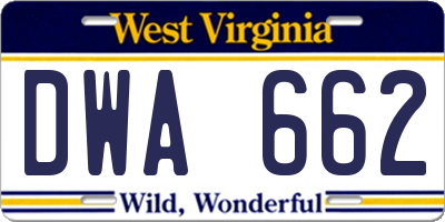 WV license plate DWA662