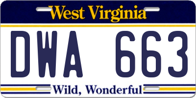 WV license plate DWA663