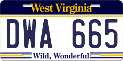 WV license plate DWA665