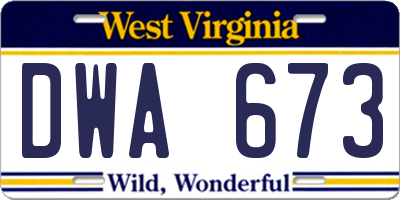 WV license plate DWA673