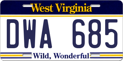 WV license plate DWA685