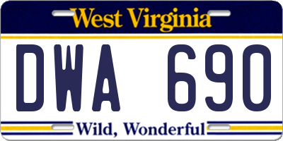 WV license plate DWA690