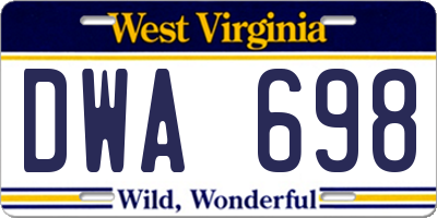 WV license plate DWA698