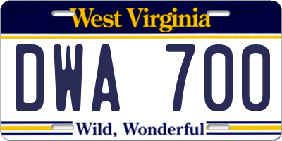 WV license plate DWA700