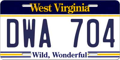 WV license plate DWA704
