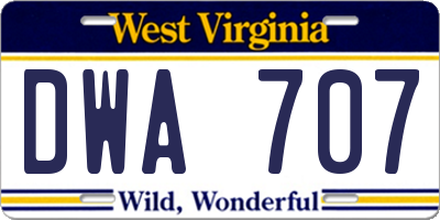 WV license plate DWA707