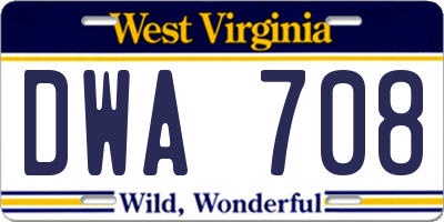 WV license plate DWA708