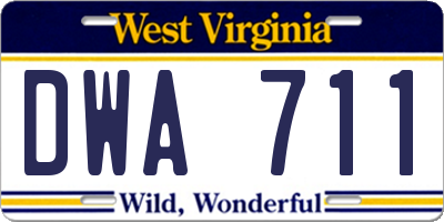 WV license plate DWA711