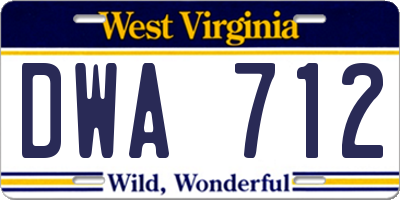 WV license plate DWA712