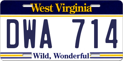 WV license plate DWA714