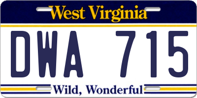 WV license plate DWA715
