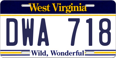 WV license plate DWA718