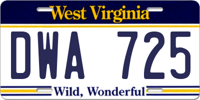 WV license plate DWA725