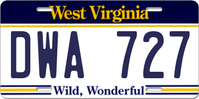 WV license plate DWA727