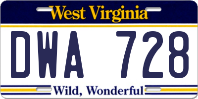 WV license plate DWA728