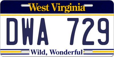 WV license plate DWA729