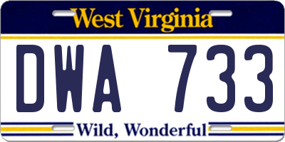 WV license plate DWA733