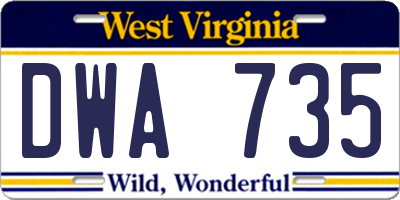 WV license plate DWA735