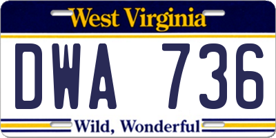 WV license plate DWA736