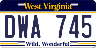 WV license plate DWA745