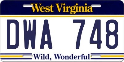 WV license plate DWA748