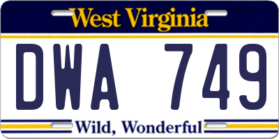 WV license plate DWA749