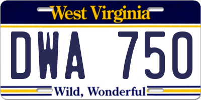 WV license plate DWA750